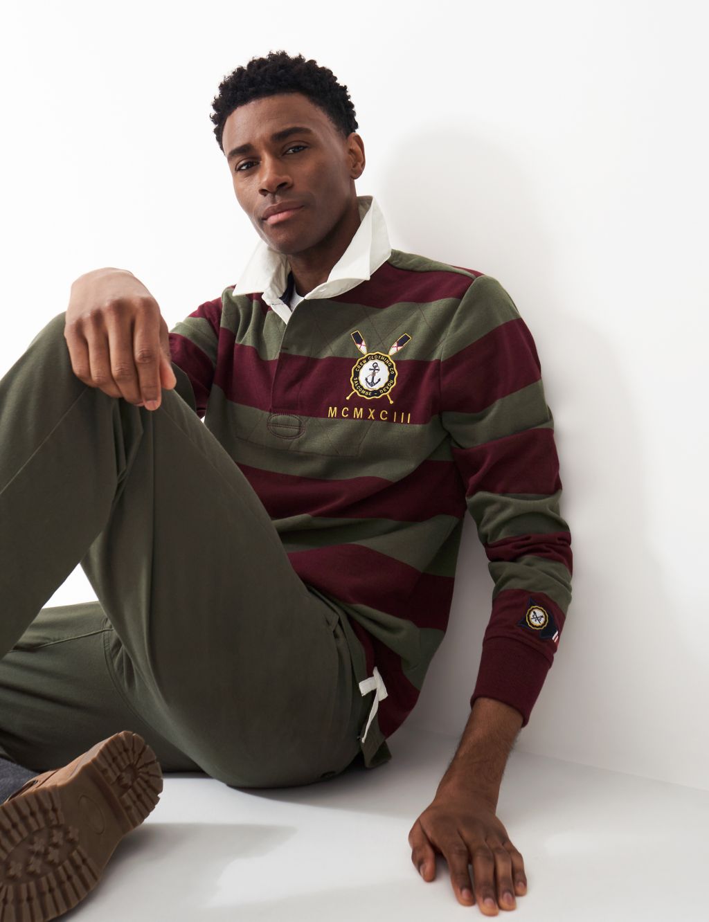 Pure Cotton Striped Embroidered Rugby Shirt