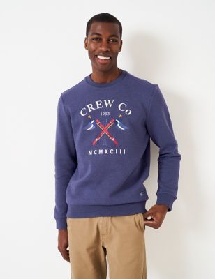Crew Clothing Mens Cotton Rich Graphic Long Sleeve Sweatshirt - Navy, Navy