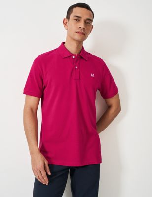 Crew Clothing Mens Pure Cotton Pique Polo Shirt - Dark Pink, Dark Pink,Medium Green,Beige,Lilac
