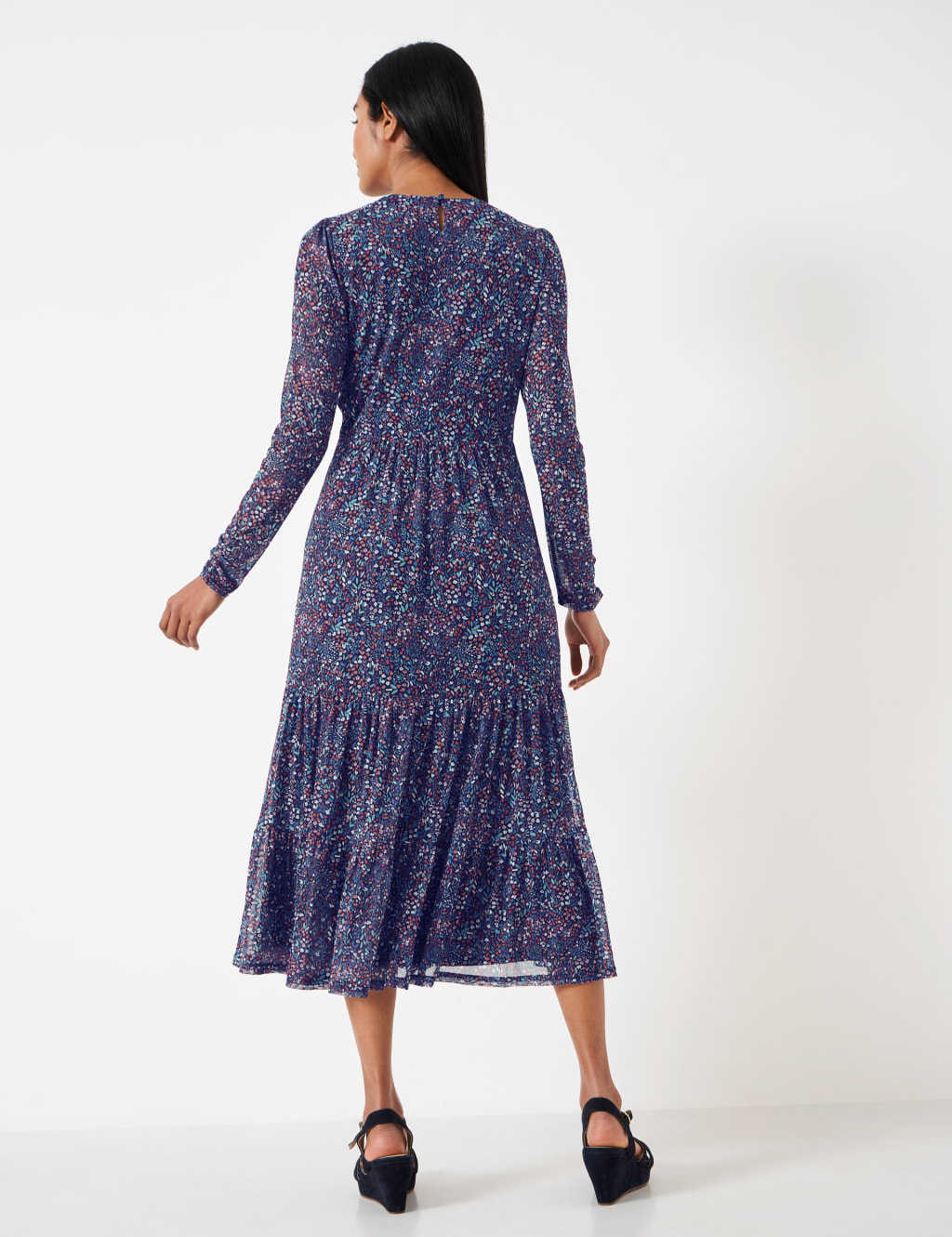 Jersey Ditsy Floral Midi Tiered Dress image 4