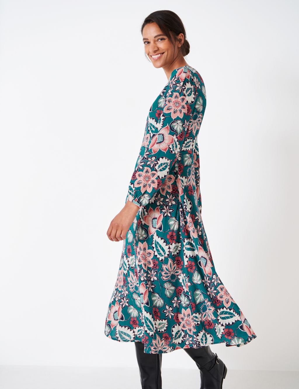Jersey Floral Midi Tea Dress image 3