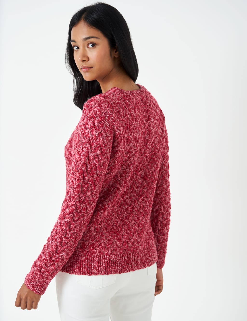 Wool Blend Cable Knit Crew Neck Jumper image 4