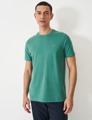 Crew Clothing Mens Pure Cotton Crew Neck T-Shirt - Teal Green, Teal Green,Yellow,Coral,Medium Pink,T