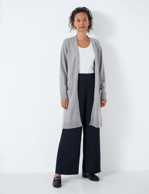 Crew Clothing Womens Merino Wool Rich Longline Cardigan - 8 - Grey Marl, Grey Marl