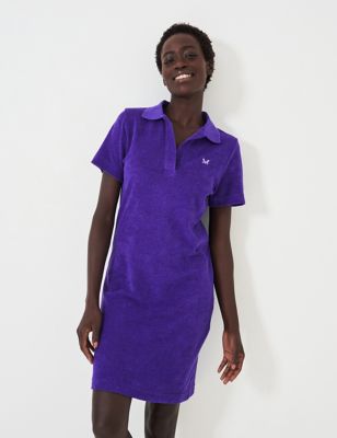 Crew Clothing Women's Cotton Rich Towelling Polo Dress - 12 - Bright Blue, Bright Blue,Navy,Lilac
