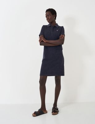 Crew Clothing Womens Cotton Rich Towelling Polo Dress - 10 - Navy, Navy,Bright Blue,Lilac