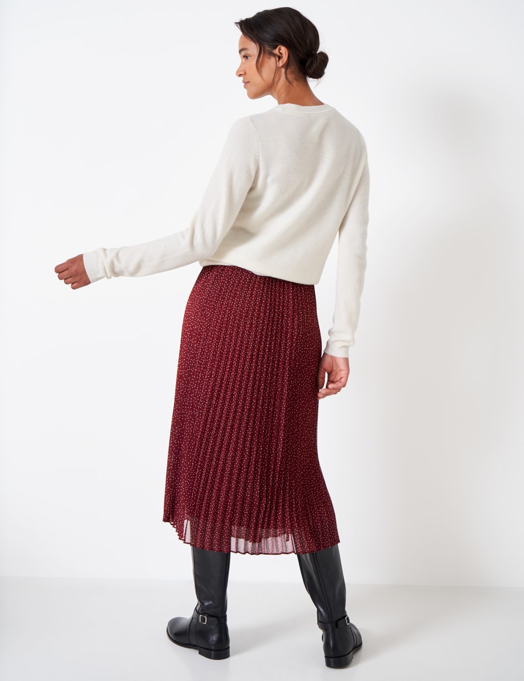 Polka Dot Pleated Midi Skirt image 4