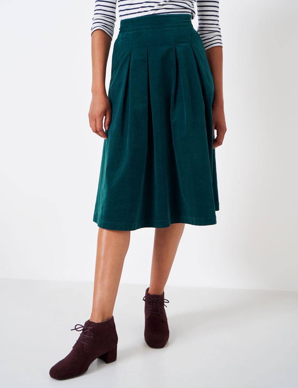 Cord Pleated Midi Skirt image 3