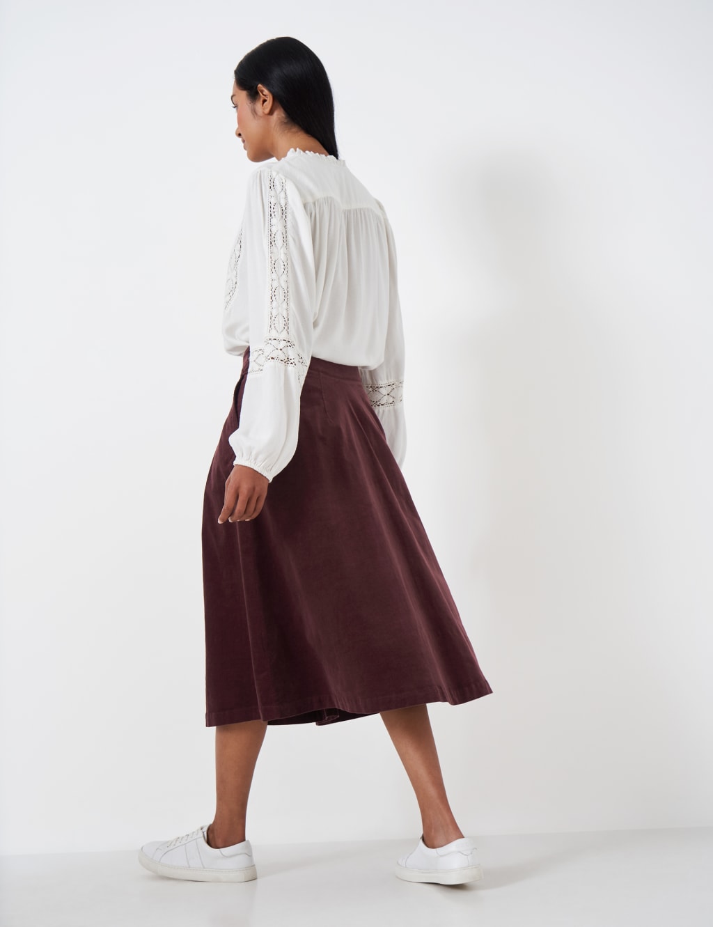 Cord Pleated Midi Skirt image 4