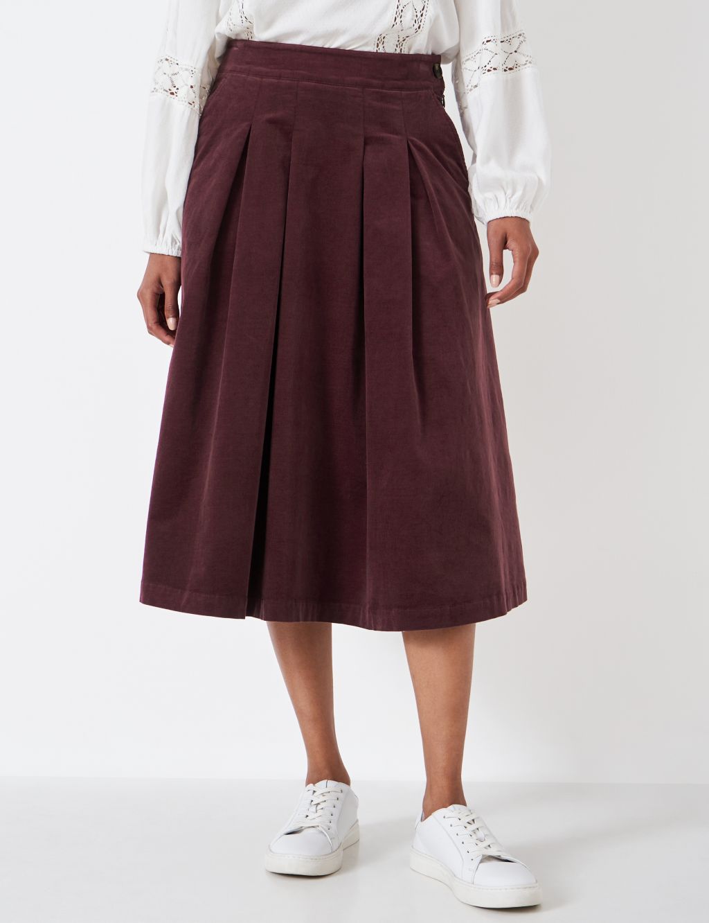Cord Pleated Midi Skirt image 5