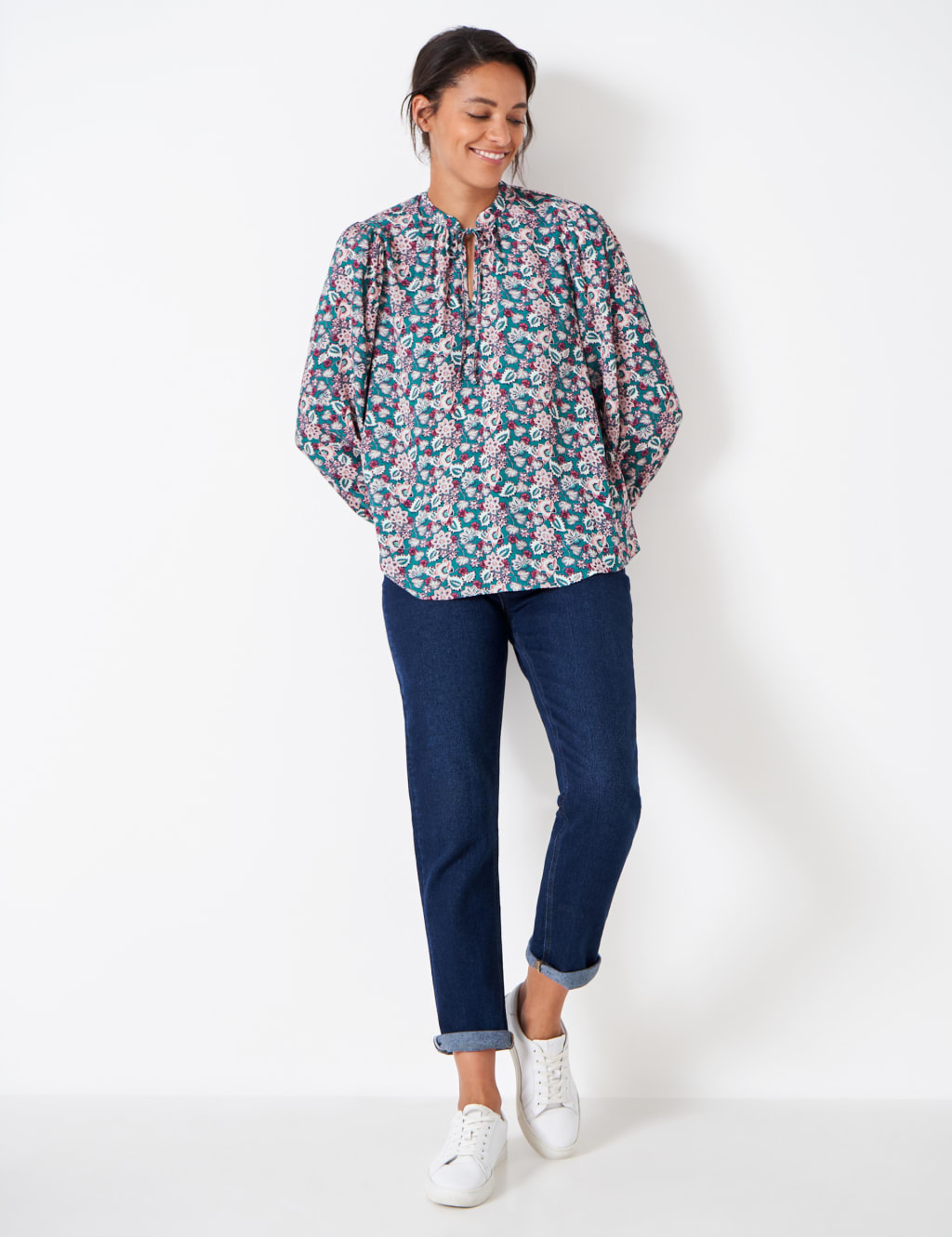 Paisley Floral Tie Neck Blouse image 3
