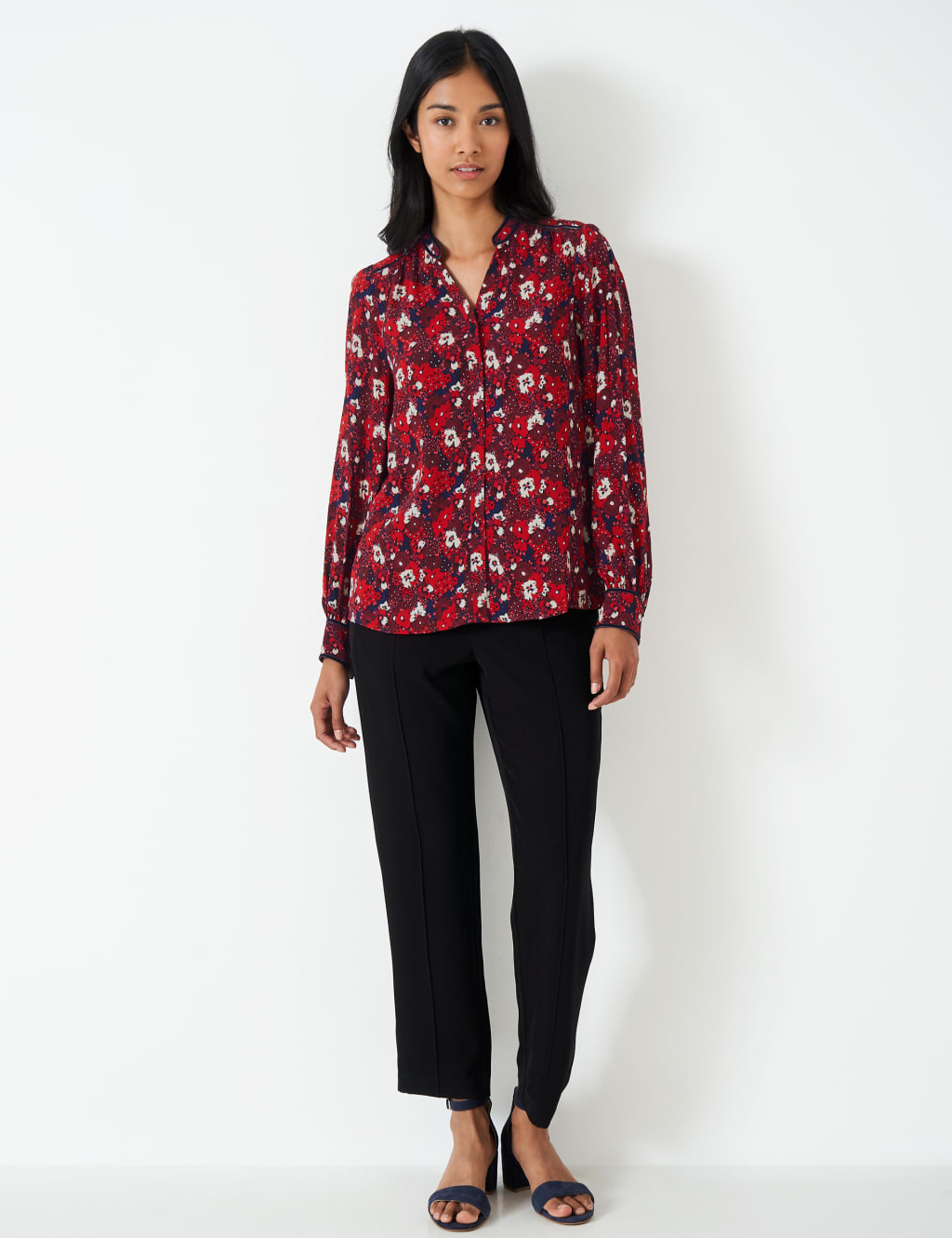Floral V-Neck Button Through Blouse image 3