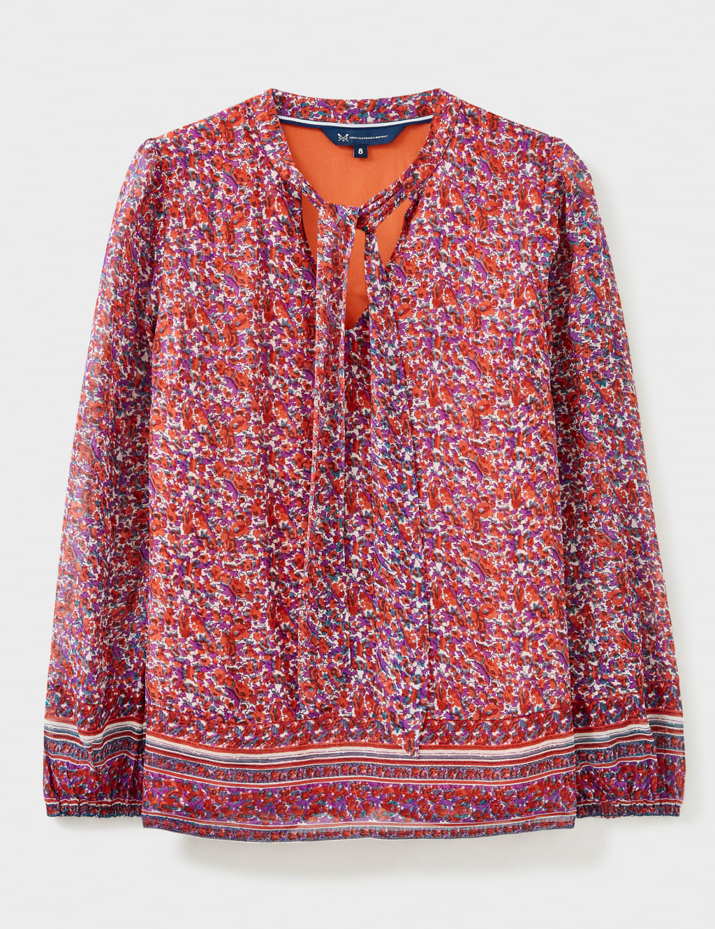 Printed Tie Neck Blouson Sleeve Blouse image 2
