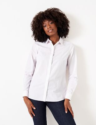 Crew Clothing Womens Pure Cotton Floral Collared Shirt - 8 - Pink Mix, Pink Mix,Light Blue Mix,Light