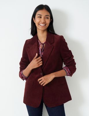 Crew Clothing Womens Cord Tailored Single Breasted Blazer - 14 - Berry, Berry