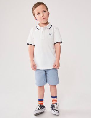 Crew Clothing Boy's Pure Cotton Tipped Polo Shirt (3-12 Yrs) - 8-9 Y - White, White,Navy