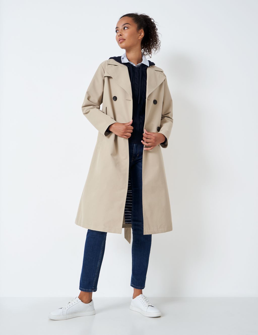 Belted Double Breasted Trench Coat