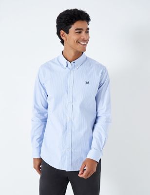Crew Clothing Mens Slim Fit Pure Cotton Striped Oxford Shirt - XL - Light Blue Mix, Light Blue Mix,B