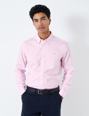Crew Clothing Mens Slim Fit Pure Cotton Puppytooth Oxford Shirt - Light Pink, Light Pink