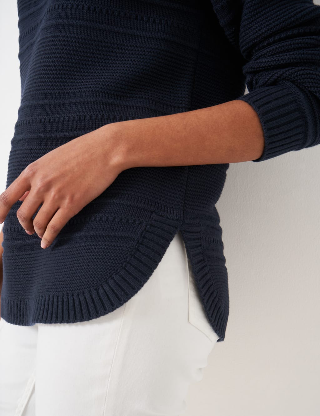 Cotton Blend Textured Slash Neck Jumper image 6
