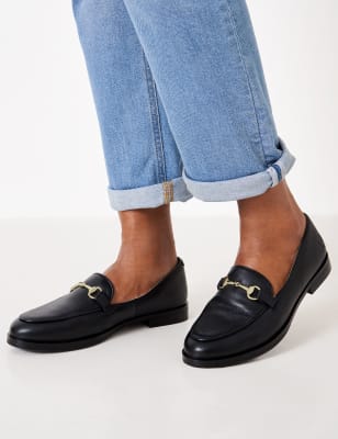 Leather Bar Flat Loafers | Crew Clothing | M&S