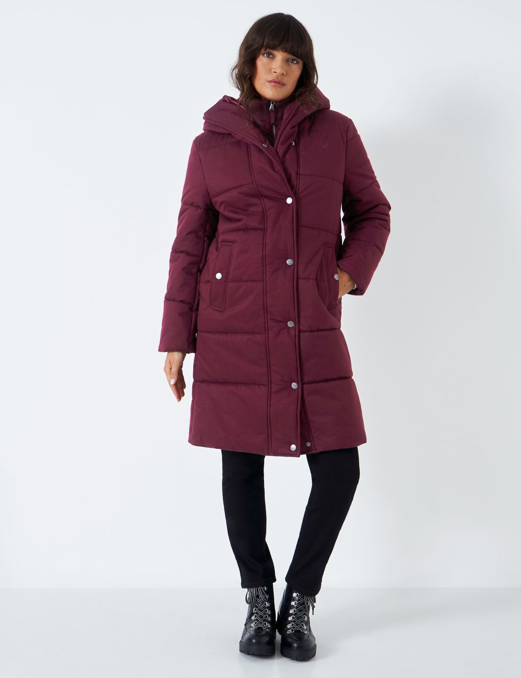 Padded Quilted Hooded Longline Coat