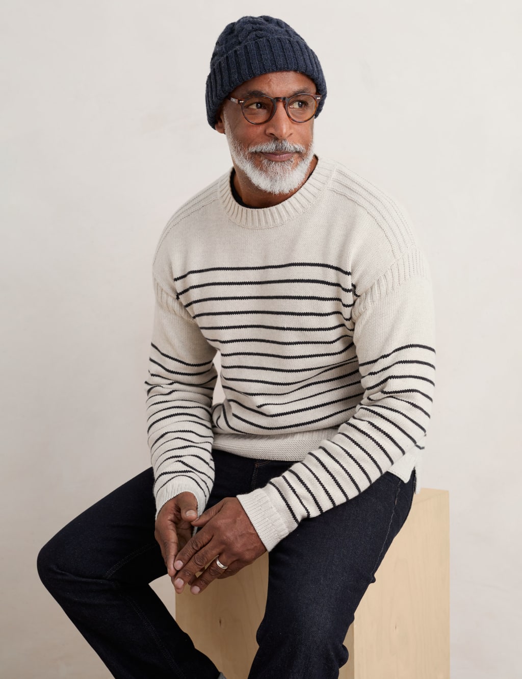 Organic Cotton Striped Crew Neck Jumper image 2