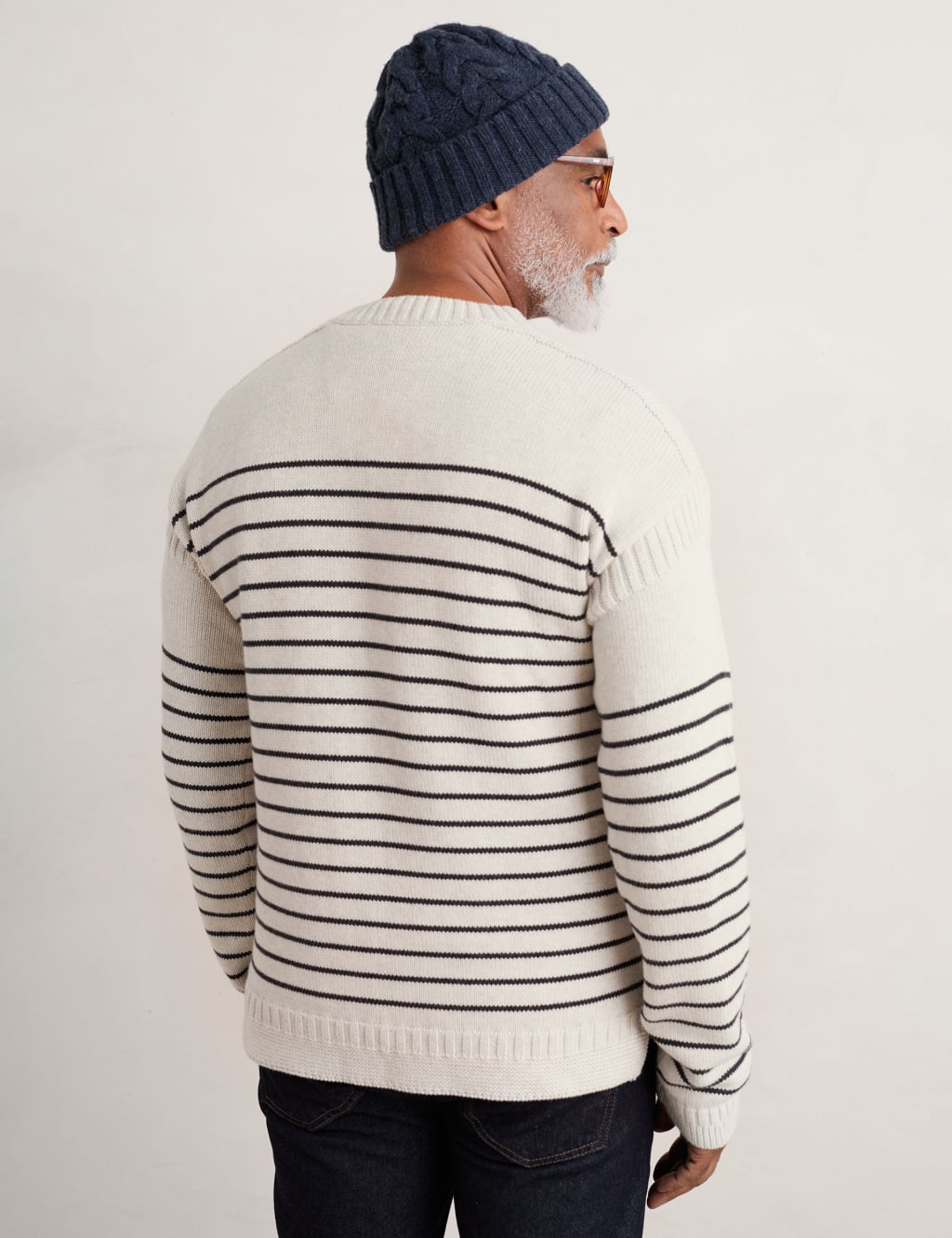 Organic Cotton Striped Crew Neck Jumper image 3