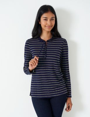 Crew Clothing Womens Striped Sparkly Top - 12 - Navy Mix, Navy Mix