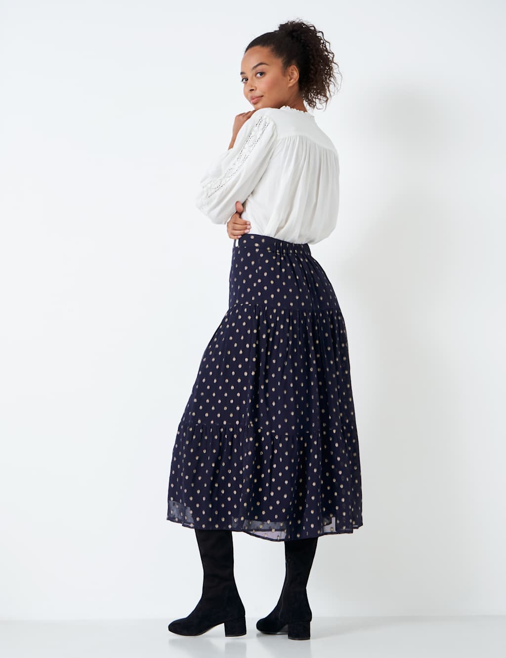 Metallic Polka Dot Midi Tiered Skirt image 4