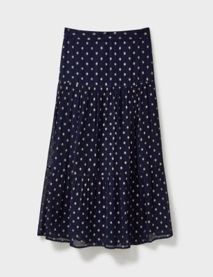 Polka Dot Pleated Midi Skirt | Crew Clothing | M&S