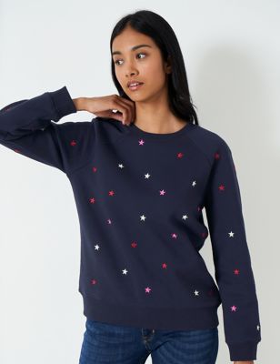 Cotton Rich Embroidered Star Sweatshirt | Crew Clothing | M&S