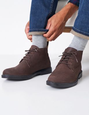 Crew Clothing Men's Leather Desert Boots - 10 - Dark Brown, Dark Brown