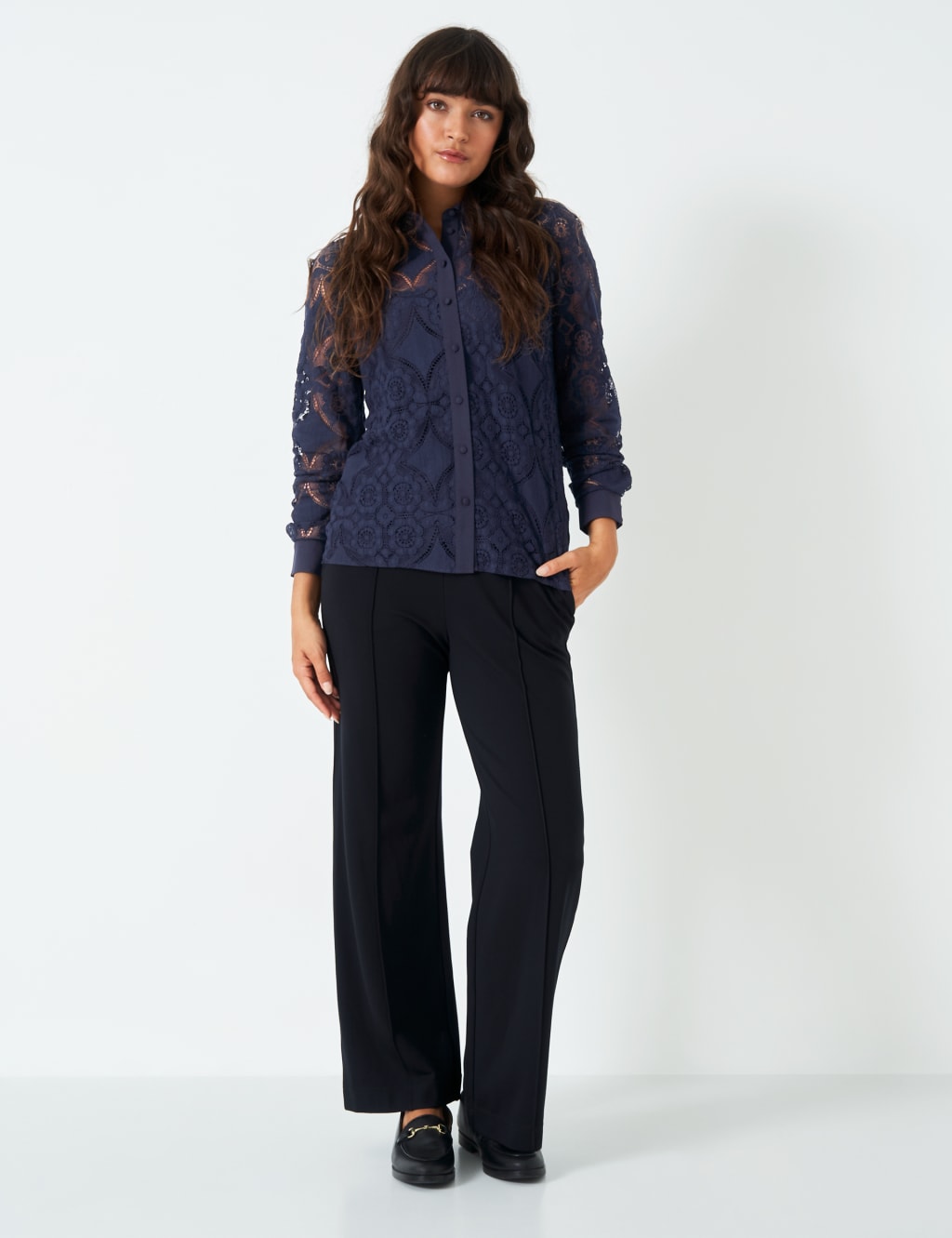 Cotton Rich Lace Button Through Shirt image 3