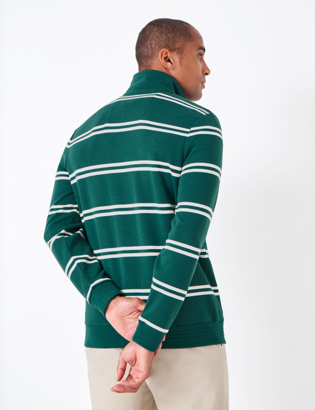Striped Funnel Neck Half Zip Sweatshirt image 4