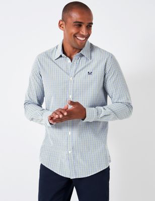 Crew Clothing Men's Pure Cotton Check Oxford Shirt - XS - Light Blue Mix, Light Blue Mix
