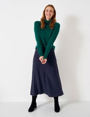 Crew Clothing Womens Knitted Pleated Midi Skirt - 10 - Navy, Navy