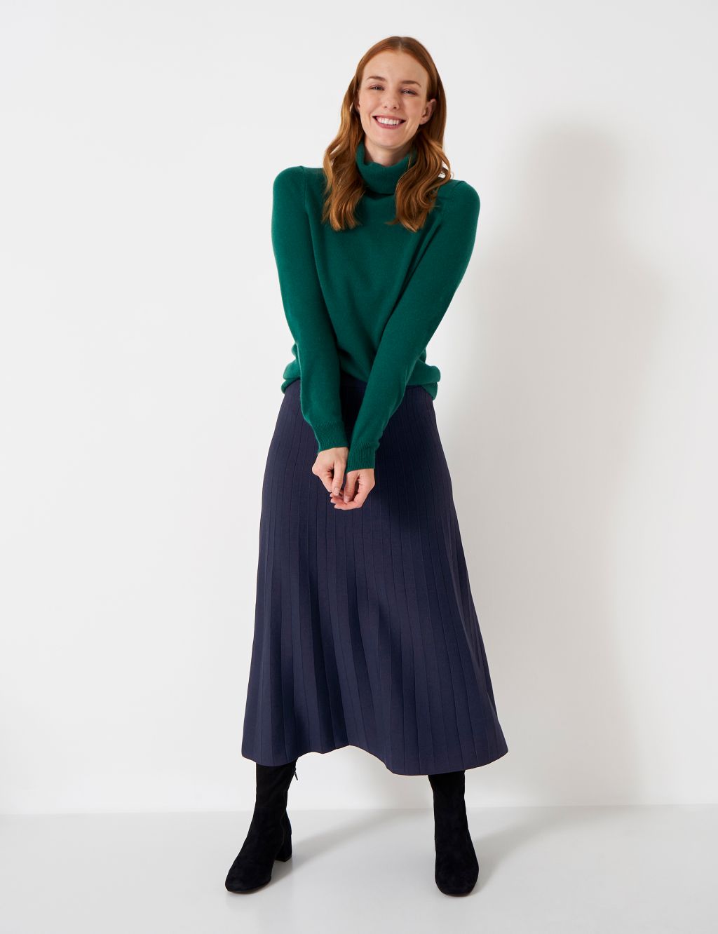Knitted Pleated Midi Skirt image 1