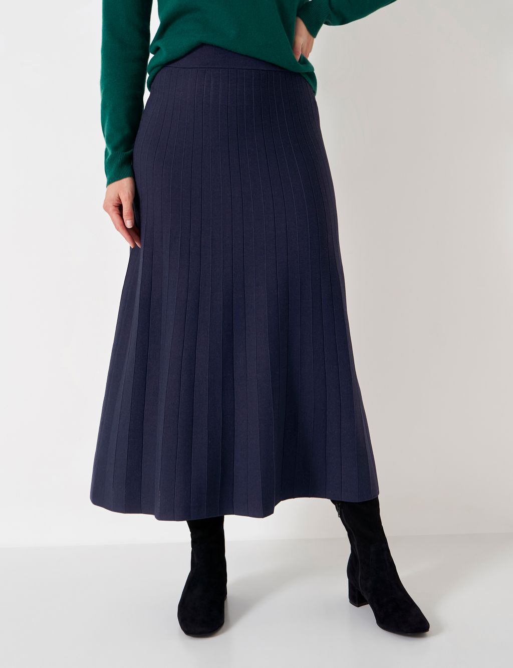 Knitted Pleated Midi Skirt image 3