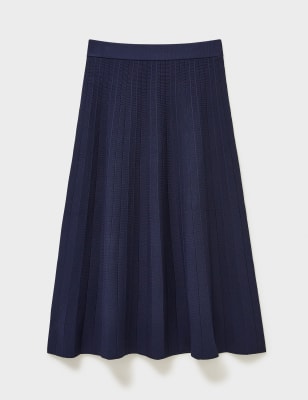 Navy pleated outlet skirt m&s