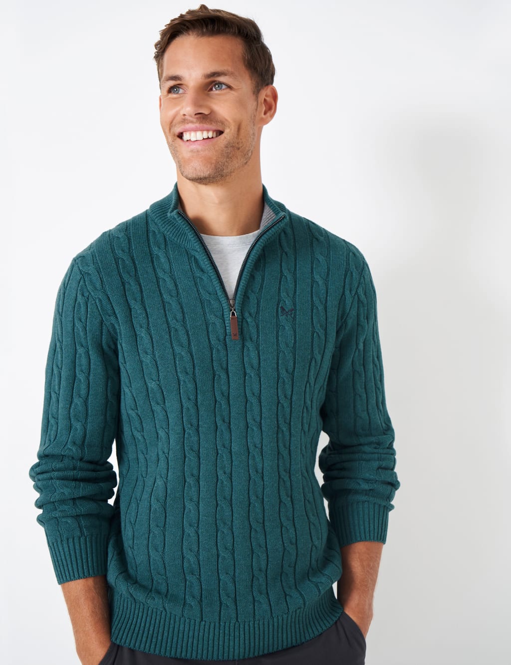 Pure Cotton Cable Half Zip Jumper image 1