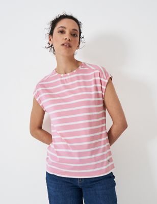 Crew Clothing Women's Modal Rich Striped T-Shirt - 10 - Light Pink, Light Pink