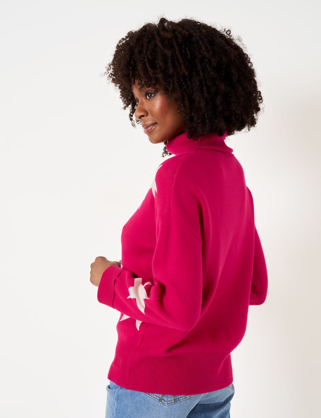 Cotton Rich Star Roll Neck Longline Jumper image 4