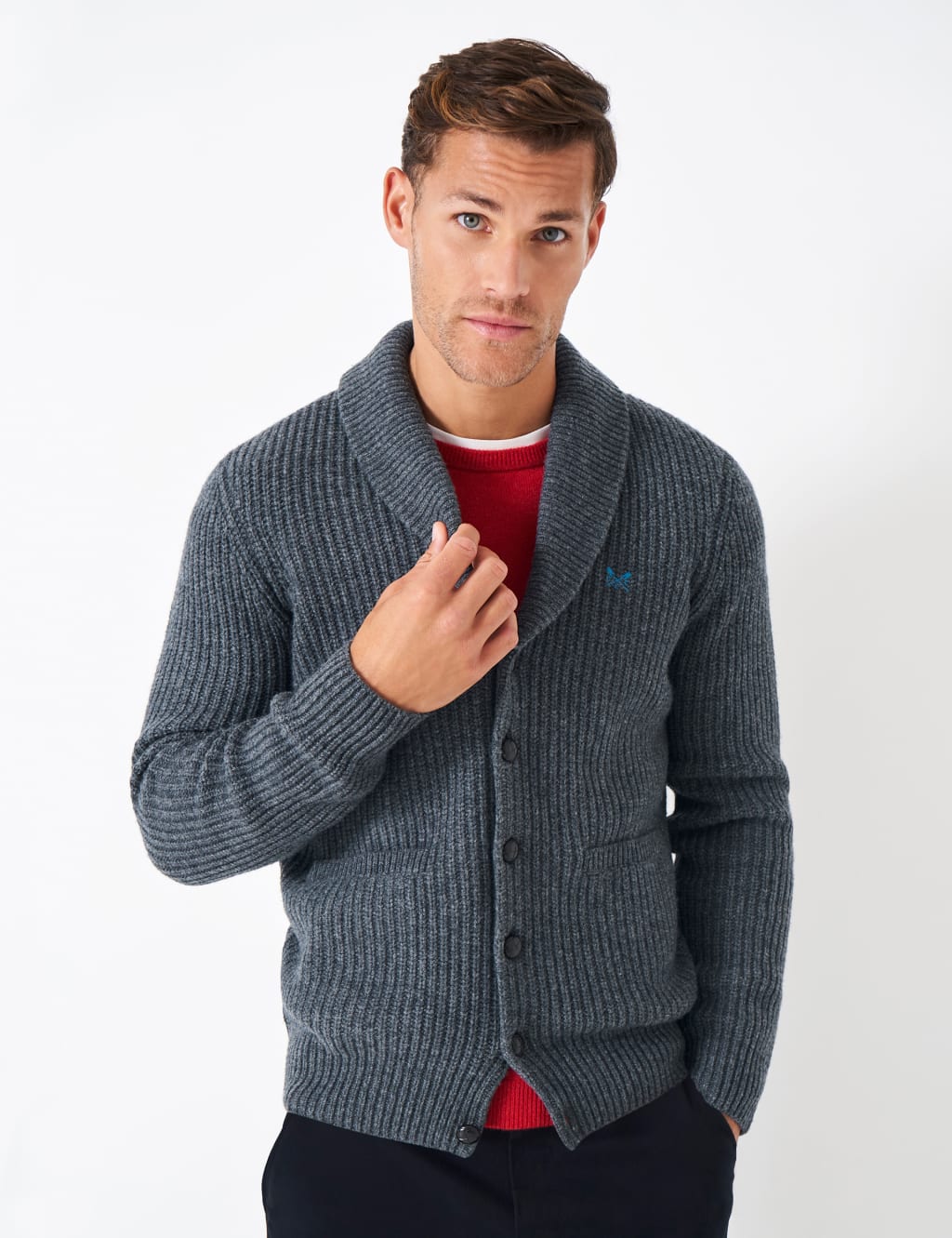 Lambswool Rich Ribbed Shawl Collar Cardigan image 1