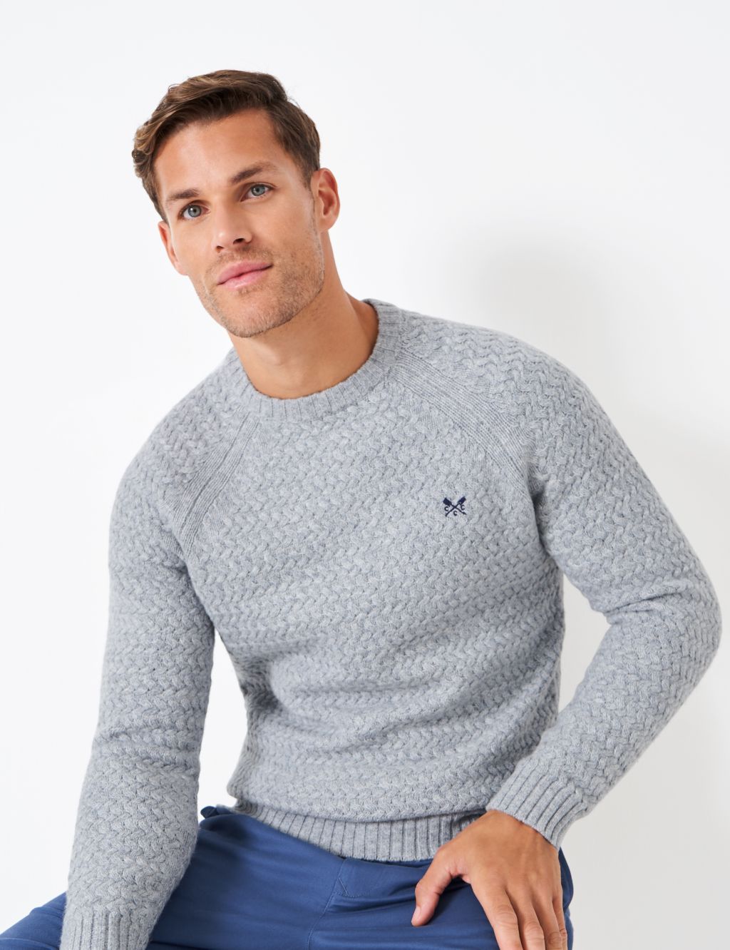 Lambswool Rich Cable Crew Neck Jumper image 5