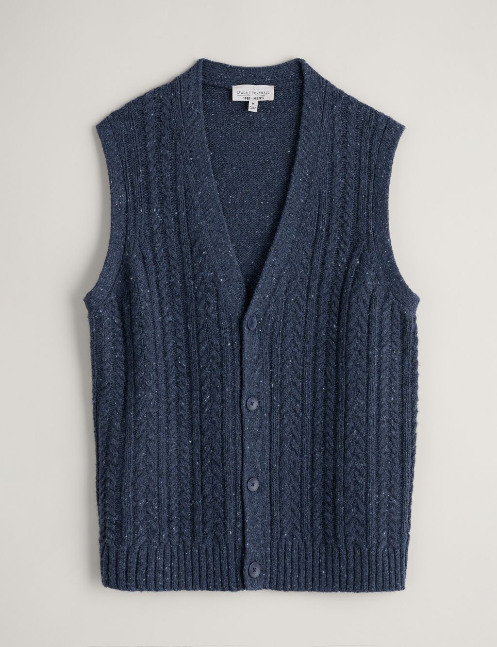Merino Wool Rich Cable V-Neck Knitted Vest image 2