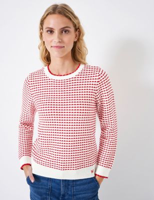 Crew Clothing Womens Cotton Rich Textured Jumper with Wool - 18 - Red Mix, Red Mix