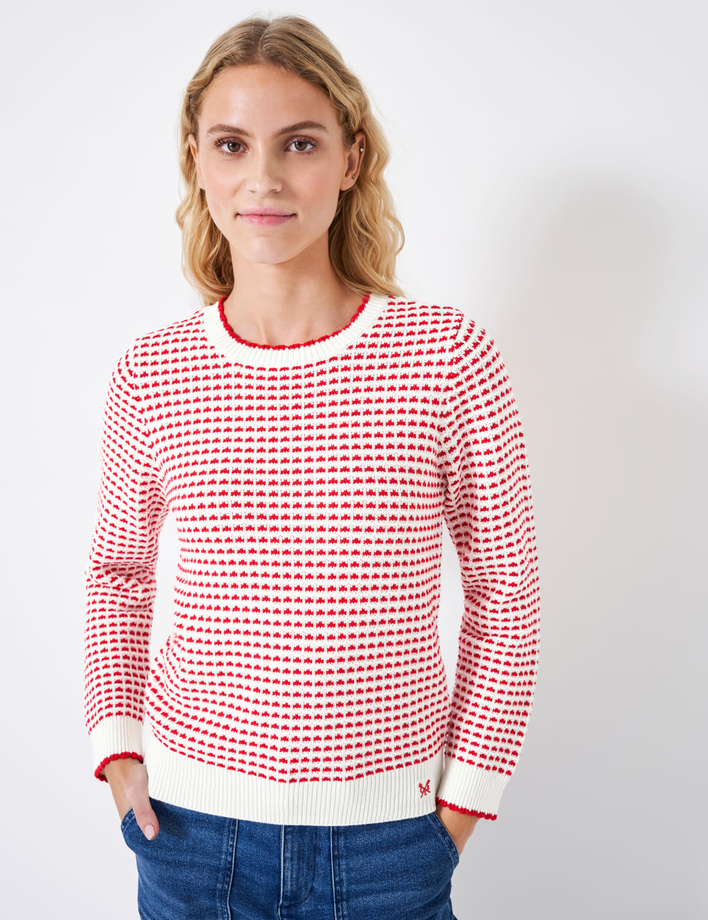 Cotton Rich Textured Jumper with Wool