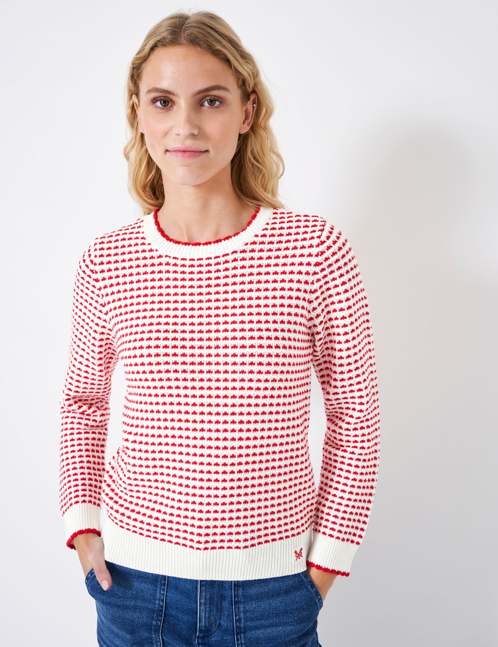 Cotton Rich Textured Jumper with Wool