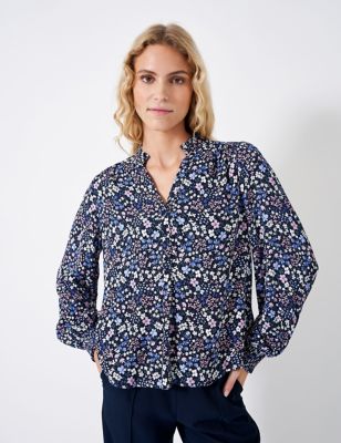 Crew Clothing Womens Ditsy Floral V-Neck Button Through Blouse - 18 - Navy Mix, Navy Mix